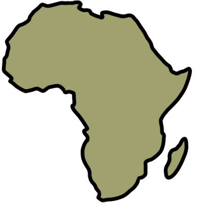 A drawing of the continent of Africa, coloured light hazel green.